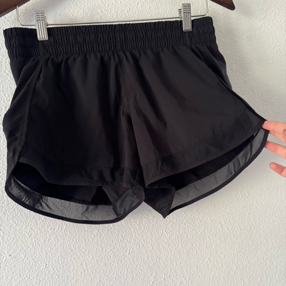 Athleta Black Mesh Racer Run Short Like New Sporty Chic Athleisure Performance - Picture 3 of 16